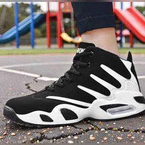 Men's Size-9 Black & White High-Top Athletic Sneakers